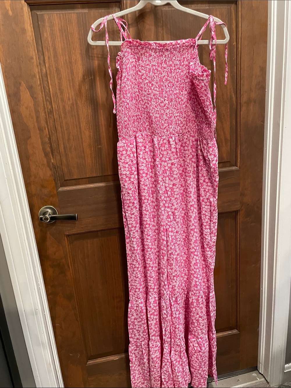 Women’s Pink Floral Smocked One-Piece Dress